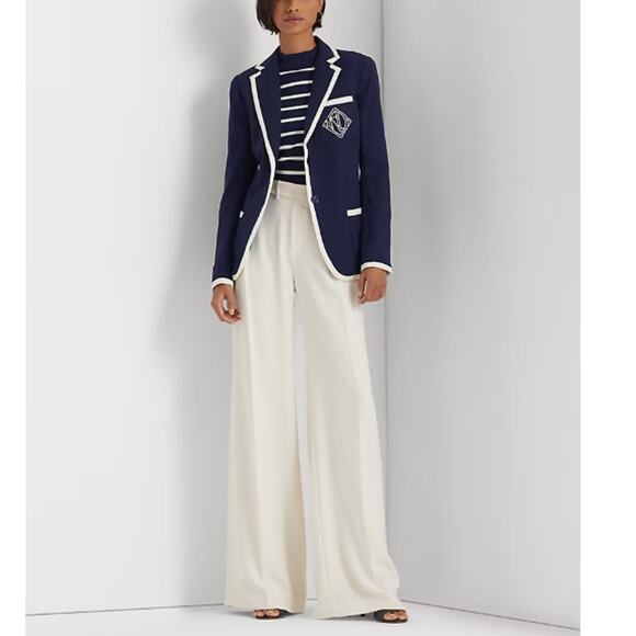 Ralph Lauren Mascarpone Cream Pleated Georgette Wide-Leg Trouser Petite Size 8P - Picture 1 of 7